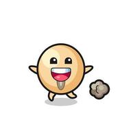 the happy soy bean cartoon with running pose vector