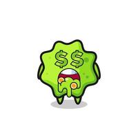 splat character with an expression of crazy about money vector