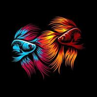 betta fish illustration vector design with colorful concept