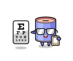 Illustration of cylinder piggy bank mascot as an ophthalmology vector