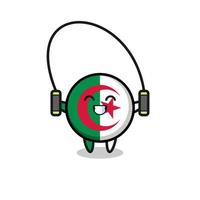 algeria flag character cartoon with skipping rope vector