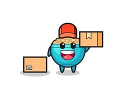 Mascot Illustration of cereal bowl as a courier vector