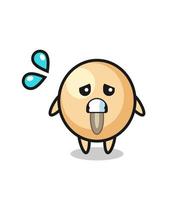 soy bean mascot character with afraid gesture vector