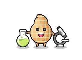 Mascot character of peanut as a scientist vector