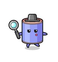 cylinder piggy bank cartoon character searching with a magnifying glass vector