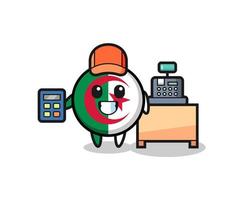 Illustration of algeria flag character as a cashier vector