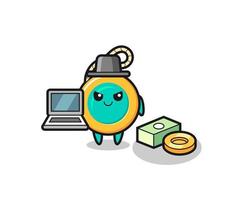 Mascot Illustration of yoyo as a hacker vector