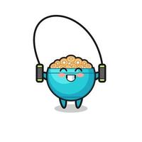 cereal bowl character cartoon with skipping rope vector