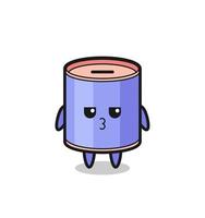 the bored expression of cute cylinder piggy bank characters vector