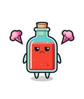 annoyed expression of the cute square poison bottle cartoon character vector