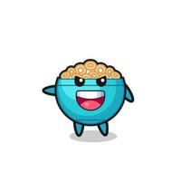 cereal bowl cartoon with very excited pose vector