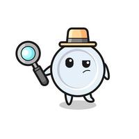 El personaje detective de la placa está analizando un caso. vector