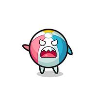 cute beach ball cartoon in a very angry pose vector