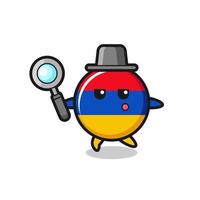 armenia flag cartoon character searching with a magnifying glass vector