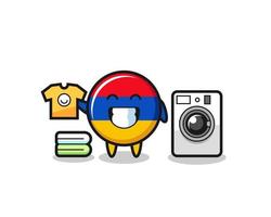 Mascot cartoon of armenia flag with washing machine vector