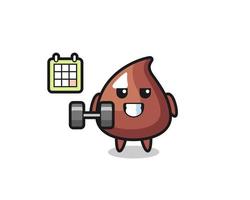 choco chip mascot cartoon doing fitness with dumbbell vector