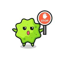 splat character illustration holding a stop sign vector