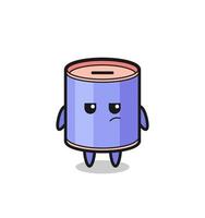 cute cylinder piggy bank character with suspicious expression vector