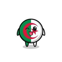 cute algeria flag character in sweet expression while sticking out her tongue vector