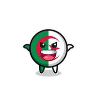 the illustration of cute algeria flag doing scare gesture vector