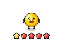 the illustration of customer bad rating, egg yolk cute character with 1 star vector