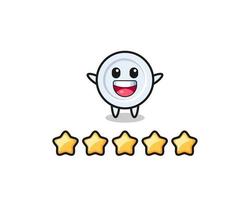 the illustration of customer best rating, plate cute character with 5 stars vector