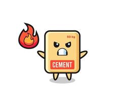 cement sack character cartoon with angry gesture vector