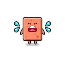 brick cartoon illustration with crying gesture vector