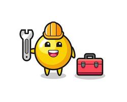 Mascot cartoon of egg yolk as a mechanic vector