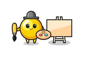 Illustration of egg yolk mascot as a painter vector