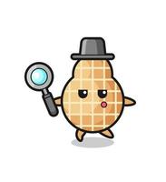 peanut cartoon character searching with a magnifying glass vector