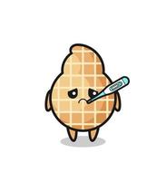 peanut mascot character with fever condition vector