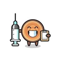 Mascot Illustration of wood grain as a doctor