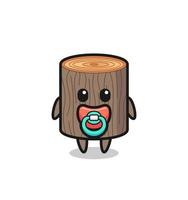 baby tree stump cartoon character with pacifier vector