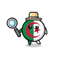 algeria flag detective character is analyzing a case vector