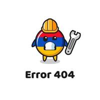 error 404 con la linda mascota de la bandera de armenia vector