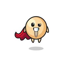 the cute soy bean character as a flying superhero vector