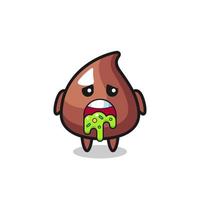 the cute choco chip character with puke vector