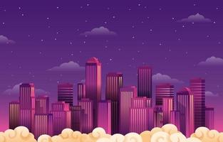 Skyscrapers Above The Clouds Background with High Building vector