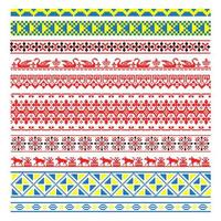 Set of Pixelized pattern Vyshyvanka Traditional Ukrainian Seamless Pattern slavic ornament vector