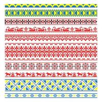 Set of Pixelized pattern Vyshyvanka Traditional Ukrainian Seamless Pattern slavic ornament vector