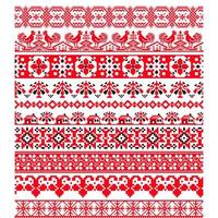 Set of Pixelized pattern Vyshyvanka Traditional Ukrainian Seamless Pattern slavic ornament vector