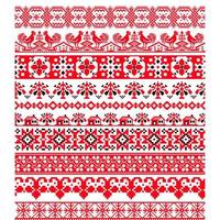 Set of Pixelized pattern Vyshyvanka Traditional Ukrainian Seamless Pattern slavic ornament vector