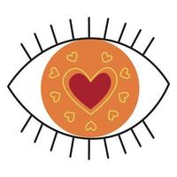 Simple minimalist eye with heart. Love in the eye. Eyeball with hearts vector illustration design