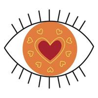 Simple minimalist eye with heart. Love in the eye. Eyeball with hearts vector illustration design