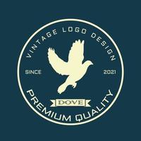 logotipo de paloma vintage. con una forma circular y moderna. se puede utilizar para logotipos, iconos, plantillas, símbolos, marcas, emblemas. archivos vectoriales vector