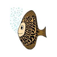 Stylized decorative fish in flat style Colorful modern simple fish for underwater design Isolated on white vector illustration