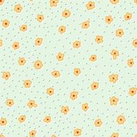 Orange flowers in endless pattern with polka dots vector