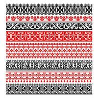 Set of Pixelized pattern Vyshyvanka Traditional Ukrainian Seamless Pattern slavic ornament vector