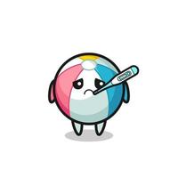 beach ball mascot character with fever condition vector